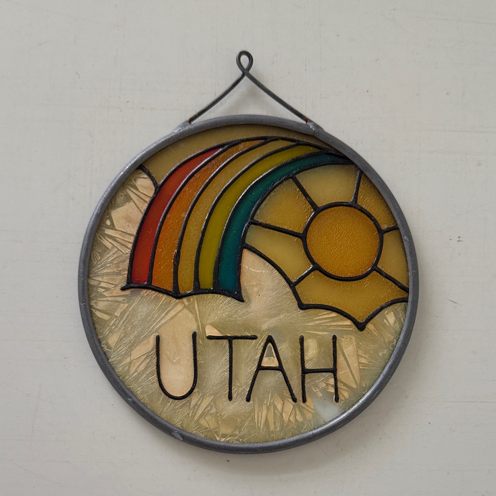 Vintage UTAH Stained Glass Suncatcher